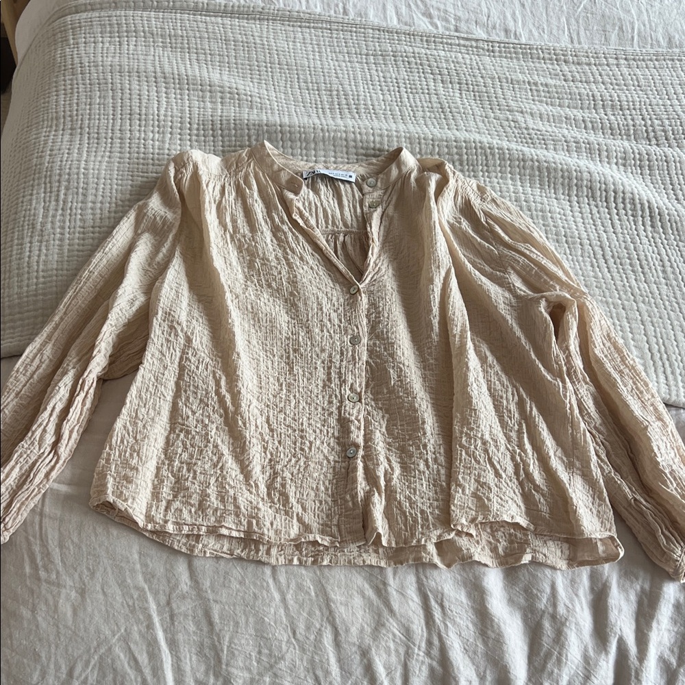 Zara Beige Textured Blouse